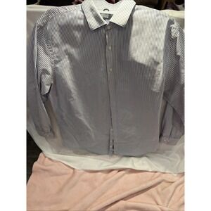 Kenneth Cole Reaction Stripped Dress Shirt 16 .5 34-35 Regular Fit Long Sleev100